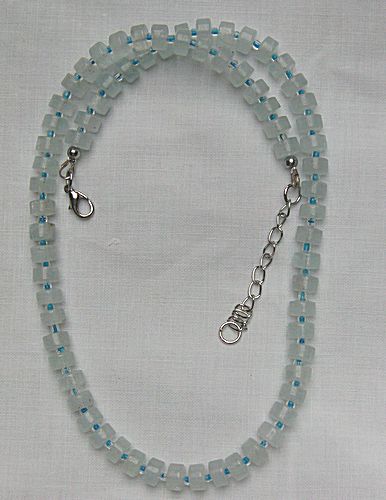 Silberschmuck, Edelsteinkette Aquamarin