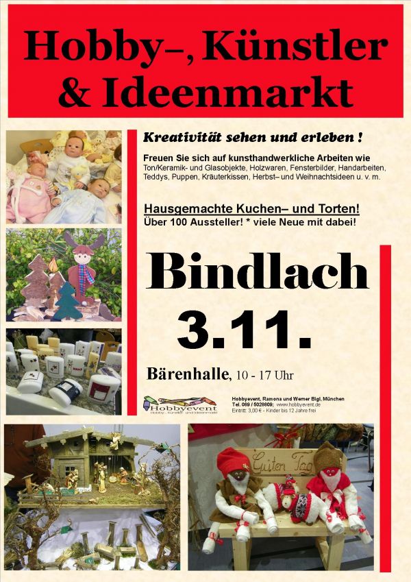 Bindlacher Hobby-, Kstler- und Ideenmarkt am 3.11.2019 