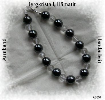 Glanzvolles Armband mit Bergkristall und Hmatit