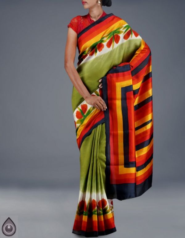 Online shopping for pure bengal dupion hand painted sarees by unnatisilks