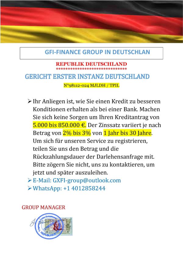 Gelddarlehensangebot in Deutschland ohne Sorgen