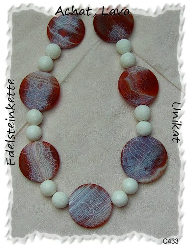 Edelsteinschmuck, Schlangenachat-Lava Halskette